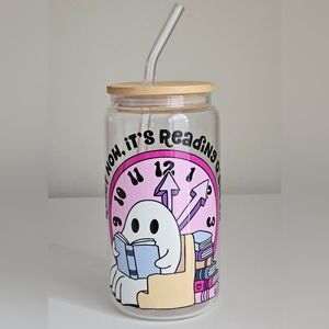 Quiet Now, Reading O'Clock 16oz Clear Libbey Glass Tumbler